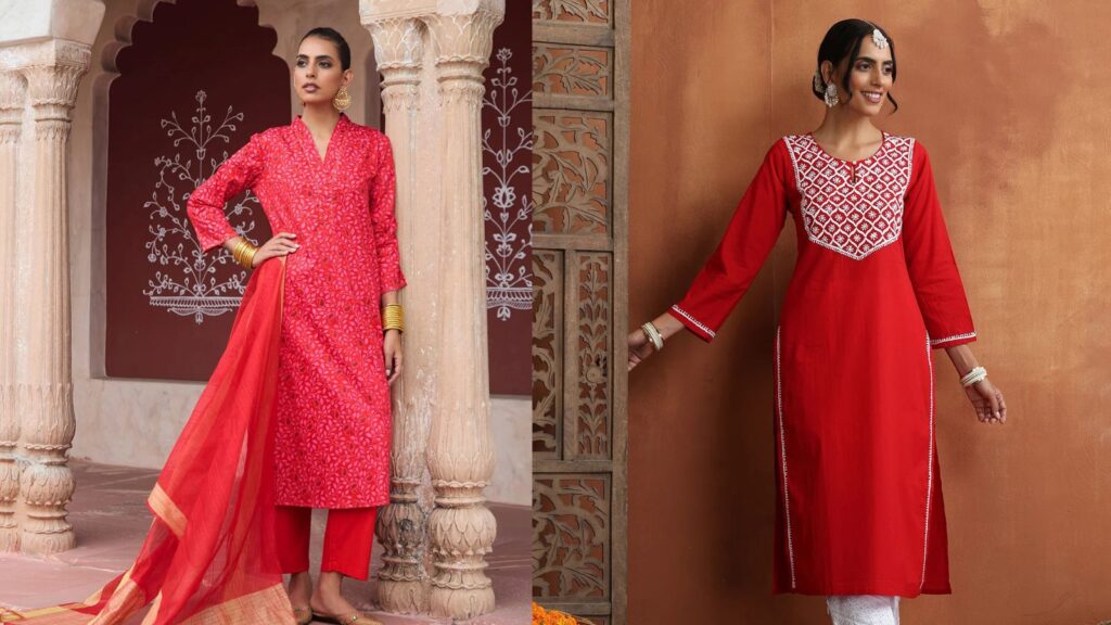 red-kurta-for-women